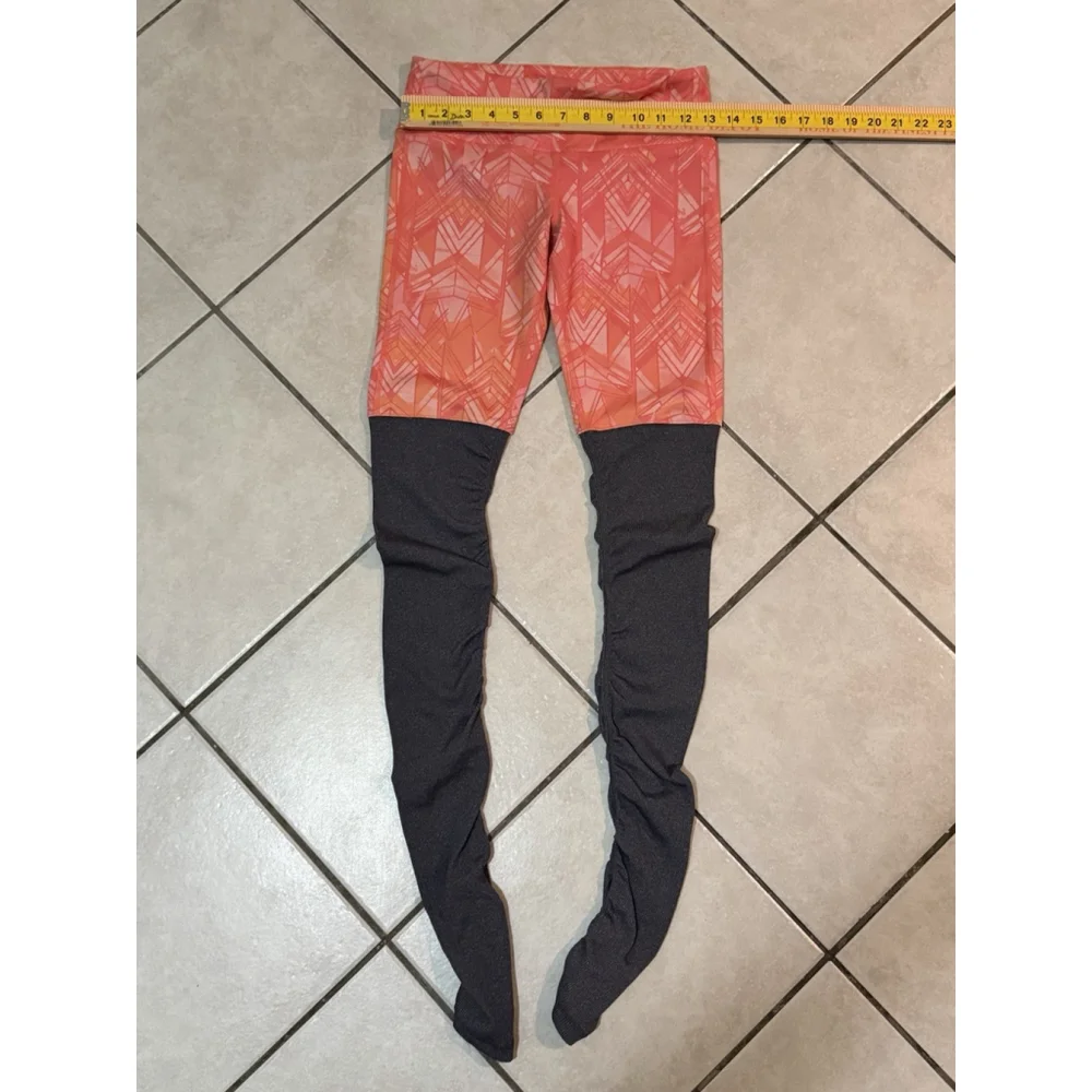 ALO YOGA GUAVA INDIO RIBBED GODDESS LEGGING ORANGE GRAY COLOR SIZE XS